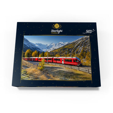 Rhaetian Railway at Bernina Pass with view to Val Morteratsch valley 500 Jigsaw Puzzle box view1