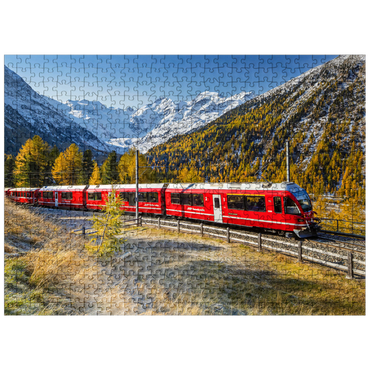 puzzleplate Rhaetian Railway at Bernina Pass with view to Val Morteratsch valley 500 Jigsaw Puzzle