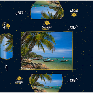 Fishing boats on the beach of Bang Tao, Phuket island, Thailand 1000 Jigsaw Puzzle box 3D Modell