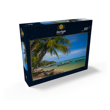 Fishing boats on the beach of Bang Tao, Phuket island, Thailand 100 Jigsaw Puzzle box view1