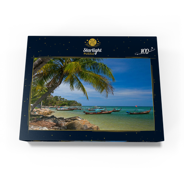 Fishing boats on the beach of Bang Tao, Phuket island, Thailand 100 Jigsaw Puzzle box view1