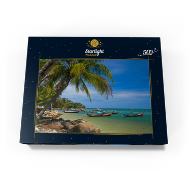 Fishing boats on the beach of Bang Tao, Phuket island, Thailand 500 Jigsaw Puzzle box view1