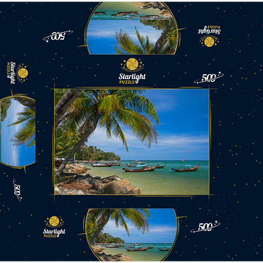 Fishing boats on the beach of Bang Tao, Phuket island, Thailand 500 Jigsaw Puzzle box 3D Modell