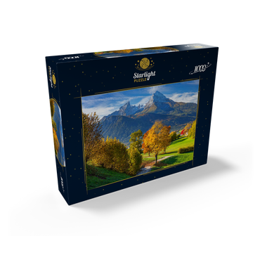 Nature adventure trail near Bischofswiesen near Berchtesgaden with view to the Watzmann mountain 1000 Jigsaw Puzzle box view1