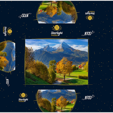 Nature adventure trail near Bischofswiesen near Berchtesgaden with view to the Watzmann mountain 1000 Jigsaw Puzzle box 3D Modell