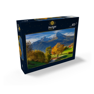 Nature adventure trail near Bischofswiesen near Berchtesgaden with view to the Watzmann mountain 100 Jigsaw Puzzle box view1