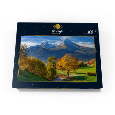 Nature adventure trail near Bischofswiesen near Berchtesgaden with view to the Watzmann mountain 100 Jigsaw Puzzle box view1