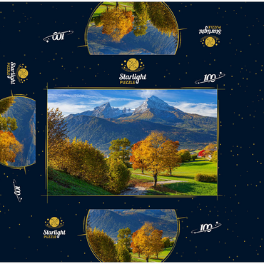Nature adventure trail near Bischofswiesen near Berchtesgaden with view to the Watzmann mountain 100 Jigsaw Puzzle box 3D Modell