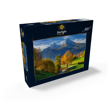 Nature adventure trail near Bischofswiesen near Berchtesgaden with view to the Watzmann mountain 500 Jigsaw Puzzle box view1