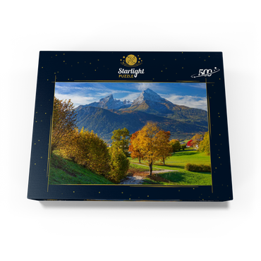Nature adventure trail near Bischofswiesen near Berchtesgaden with view to the Watzmann mountain 500 Jigsaw Puzzle box view1