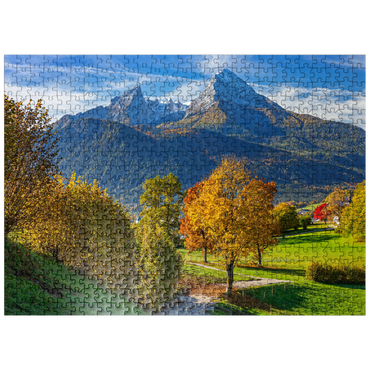 puzzleplate Nature adventure trail near Bischofswiesen near Berchtesgaden with view to the Watzmann mountain 500 Jigsaw Puzzle