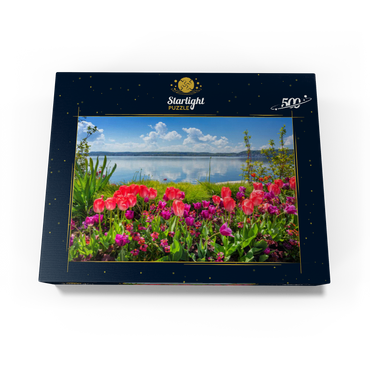 Lake promenade in Überlingen on Lake Constance in springtime for tulips blossom 500 Jigsaw Puzzle box view1