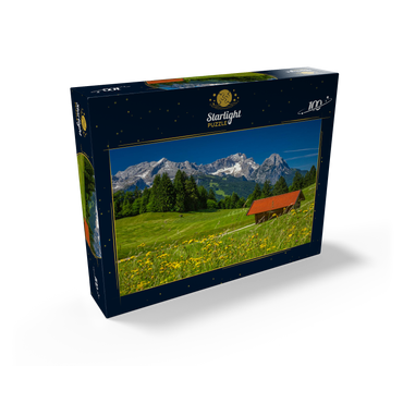 At the Gschwandtnerbauer (1020m) against Zugspitzgruppe (2962m), Garmisch-Partenkirchen 100 Jigsaw Puzzle box view1