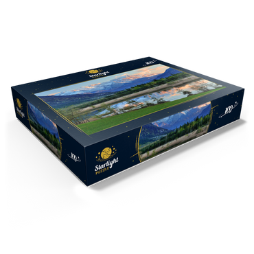 Seven springs in Loisach valley near Eschenlohe against Zugspitz group in evening light 100 Jigsaw Puzzle box view1