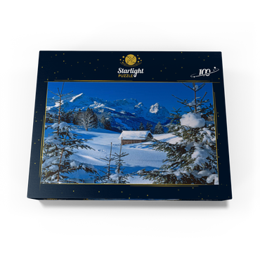 At the Gschwandtnerbauer against Zugspitzgruppe (2962m) near Garmisch-Partenkirchen 100 Jigsaw Puzzle box view1