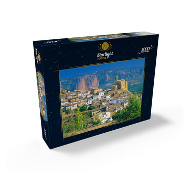 Mountain village Murillo de Gallego against Los Mallos de Riglos in the Sierra de Loarre 1000 Jigsaw Puzzle box view1