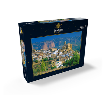 Mountain village Murillo de Gallego against Los Mallos de Riglos in the Sierra de Loarre 500 Jigsaw Puzzle box view1