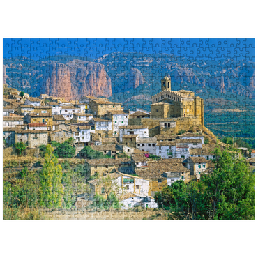 puzzleplate Mountain village Murillo de Gallego against Los Mallos de Riglos in the Sierra de Loarre 500 Jigsaw Puzzle