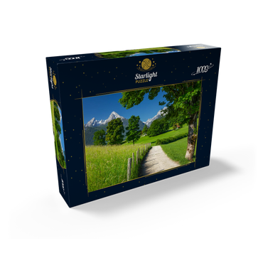 Nature adventure trail near Bischofswiesen near Berchtesgaden with view to the Watzmann mountain 1000 Jigsaw Puzzle box view1