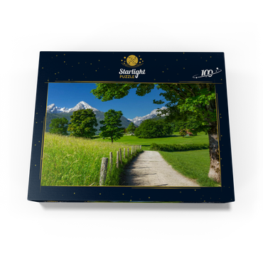 Nature adventure trail near Bischofswiesen near Berchtesgaden with view to the Watzmann mountain 100 Jigsaw Puzzle box view1