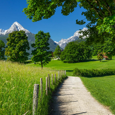 Nature adventure trail near Bischofswiesen near Berchtesgaden with view to the Watzmann mountain 100 Jigsaw Puzzle 3D Modell