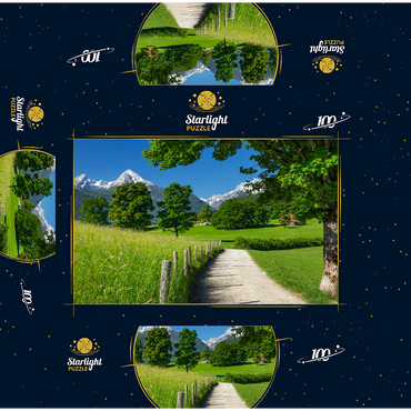 Nature adventure trail near Bischofswiesen near Berchtesgaden with view to the Watzmann mountain 100 Jigsaw Puzzle box 3D Modell