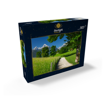 Nature adventure trail near Bischofswiesen near Berchtesgaden with view to the Watzmann mountain 500 Jigsaw Puzzle box view1