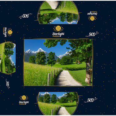 Nature adventure trail near Bischofswiesen near Berchtesgaden with view to the Watzmann mountain 500 Jigsaw Puzzle box 3D Modell