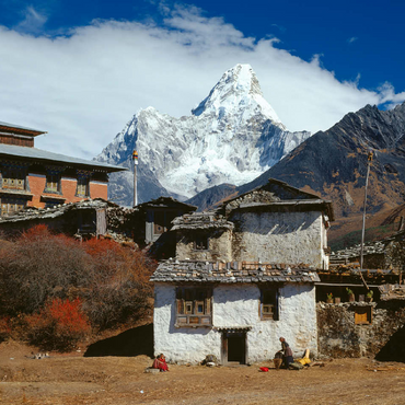 Buddhist monastery in Tengboche with view to Ama Dablam, Khumbu region, Himalaya, Nepal 100 Jigsaw Puzzle 3D Modell