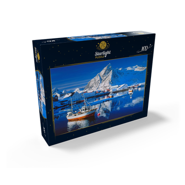 Sakrisoy harbor near Reine with Olstinden (674m) 100 Jigsaw Puzzle box view1