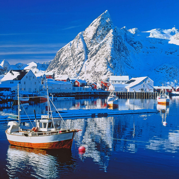 Sakrisoy harbor near Reine with Olstinden (674m) 500 Jigsaw Puzzle 3D Modell