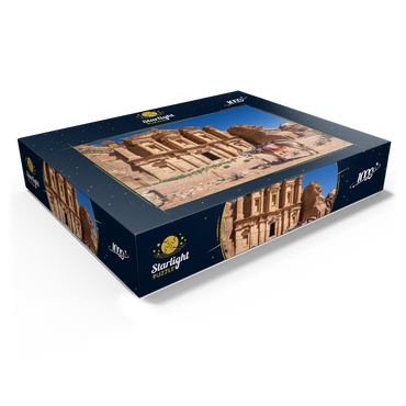 Donkey in front of the Monastery Ad-Deir (Al-Deir, El-Deir, Ed-Deir), ancient rock city of Petra, Jordan 1000 Jigsaw Puzzle box view1