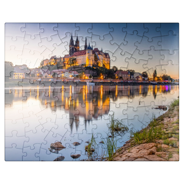 puzzleplate View over the Elbe to the castle hill with cathedral and Albrechtsburg castle 100 Jigsaw Puzzle