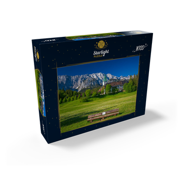 Hotel Schloss Elmau with the G7 summit bench against Wettersteinwand near Klais 1000 Jigsaw Puzzle box view1
