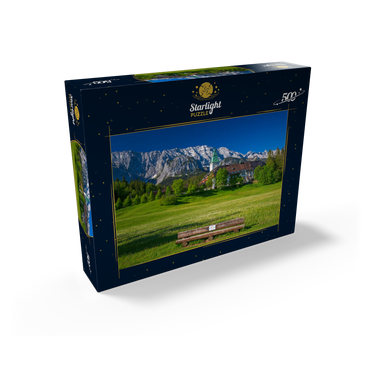 Hotel Schloss Elmau with the G7 summit bench against Wettersteinwand near Klais 500 Jigsaw Puzzle box view1