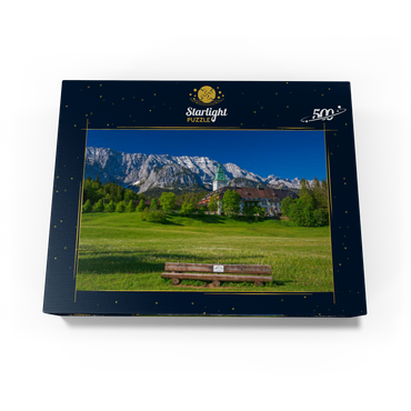 Hotel Schloss Elmau with the G7 summit bench against Wettersteinwand near Klais 500 Jigsaw Puzzle box view1