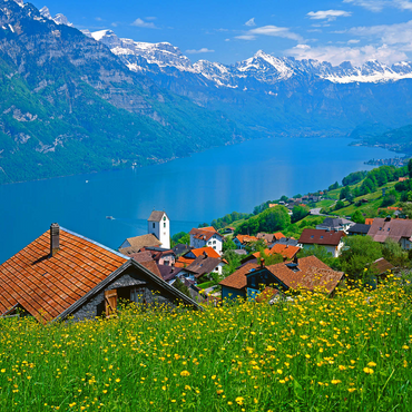 View over the Walensee to the Churfirsten (2306m) 1000 Jigsaw Puzzle 3D Modell