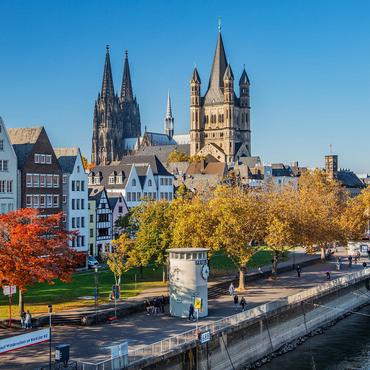 Rhine promenade with the towers of the church Great St. Martin and the cathedral 1000 Jigsaw Puzzle 3D Modell