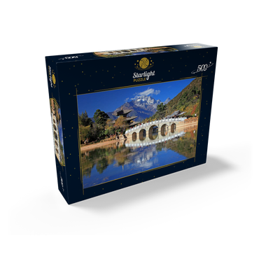 Jade Well Lake with Deyue Pavilion against Jade Dragon Snow Mountain (5596m), China 500 Jigsaw Puzzle box view1