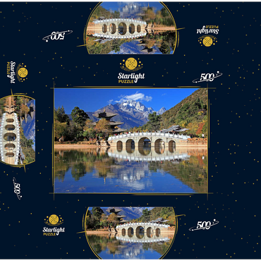 Jade Well Lake with Deyue Pavilion against Jade Dragon Snow Mountain (5596m), China 500 Jigsaw Puzzle box 3D Modell