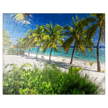puzzleplate Palm Beach at Crown Beach Resort near Arorangi, Rarotonga Island, Cook Islands, South Seas 100 Jigsaw Puzzle