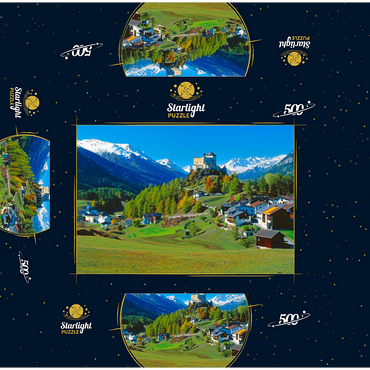 View to Tarasp Castle, Engadine, Canton Grisons, Switzerland 500 Jigsaw Puzzle box 3D Modell