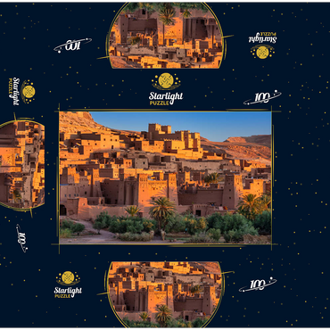 Morning atmosphere at the clay village of Ait Ben Haddou, High Atlas Mountains 100 Jigsaw Puzzle box 3D Modell
