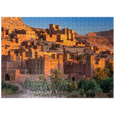puzzleplate Morning atmosphere at the clay village of Ait Ben Haddou, High Atlas Mountains 500 Jigsaw Puzzle