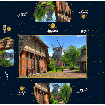 Open-air museum Ammerland farmhouse and cap windmill 100 Jigsaw Puzzle box 3D Modell