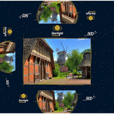Open-air museum Ammerland farmhouse and cap windmill 500 Jigsaw Puzzle box 3D Modell