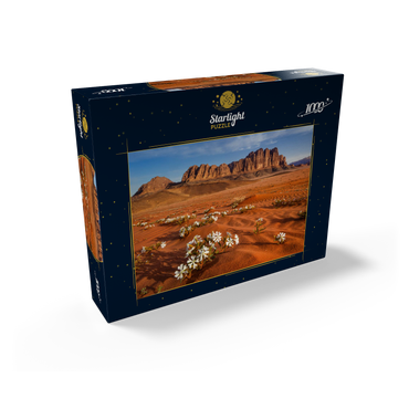 The desert blooms, flowers in the sand, Wadi Rum, Jordan 1000 Jigsaw Puzzle box view1