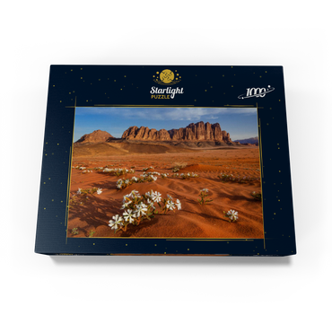 The desert blooms, flowers in the sand, Wadi Rum, Jordan 1000 Jigsaw Puzzle box view1