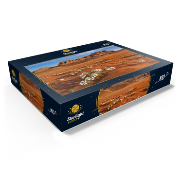 The desert blooms, flowers in the sand, Wadi Rum, Jordan 100 Jigsaw Puzzle box view1