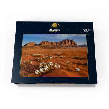 The desert blooms, flowers in the sand, Wadi Rum, Jordan 500 Jigsaw Puzzle box view1